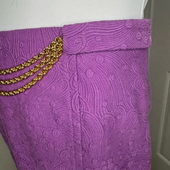 Milly Of New York Elegant Purple Skirt with Gold Accents. #236 - Picture 12 of 16